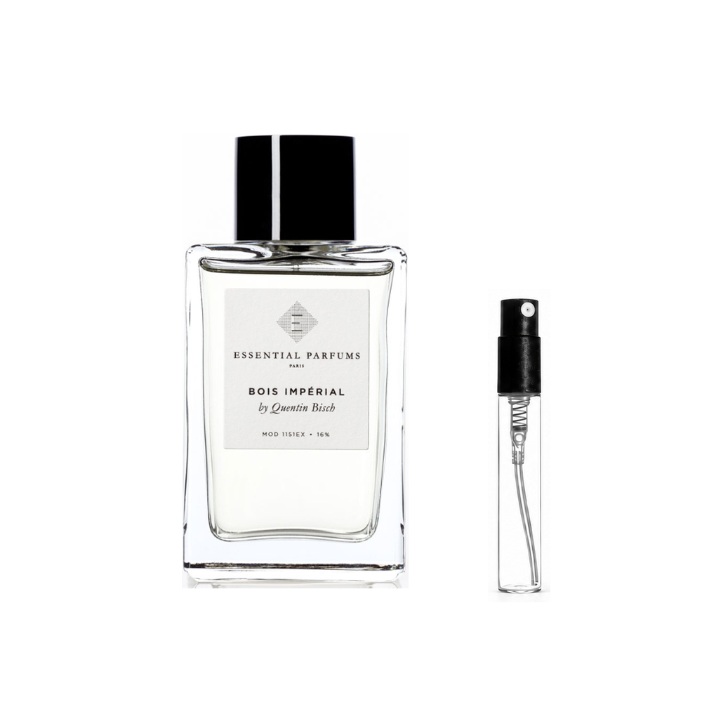 Essential Parfums Bois Impérial Eau de Parfum – flakon i identyczny atomizer wzorcowy