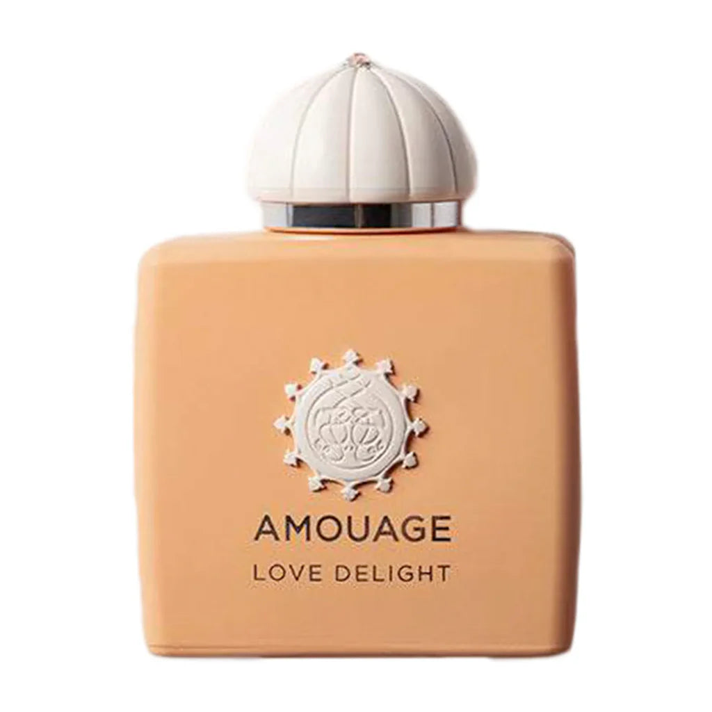 Flakon Amouage Love Delight Eau de Parfum – luksusowy, damski zapach gourmandowo-kwiatowy o słodkim, eleganckim charakterze z ciepłą waniliową bazą.