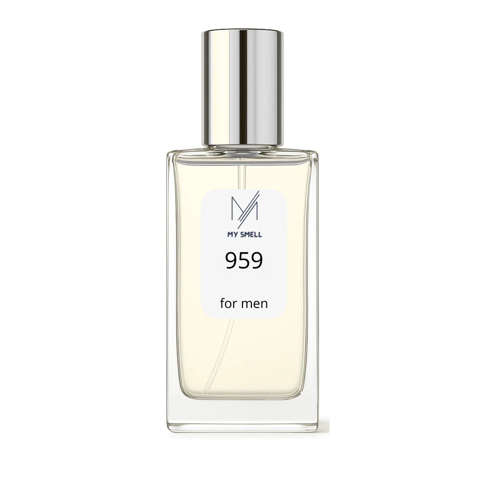 MY SMELL NR 959 – perfumy męskie z nutami kalabryjskiej bergamotki, piżma, geranium, benzoesu, balsamu peruwiańskiego i drzewa gwajakowego.