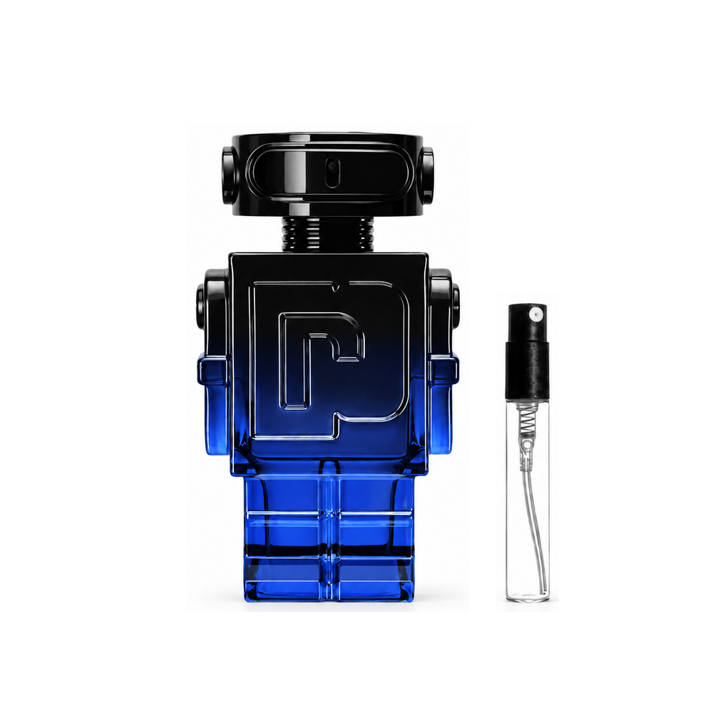 Rabanne – Phantom Intense Eau de Parfum Intense – odlewka perfum – flakon i atomizer w jednakowej skali