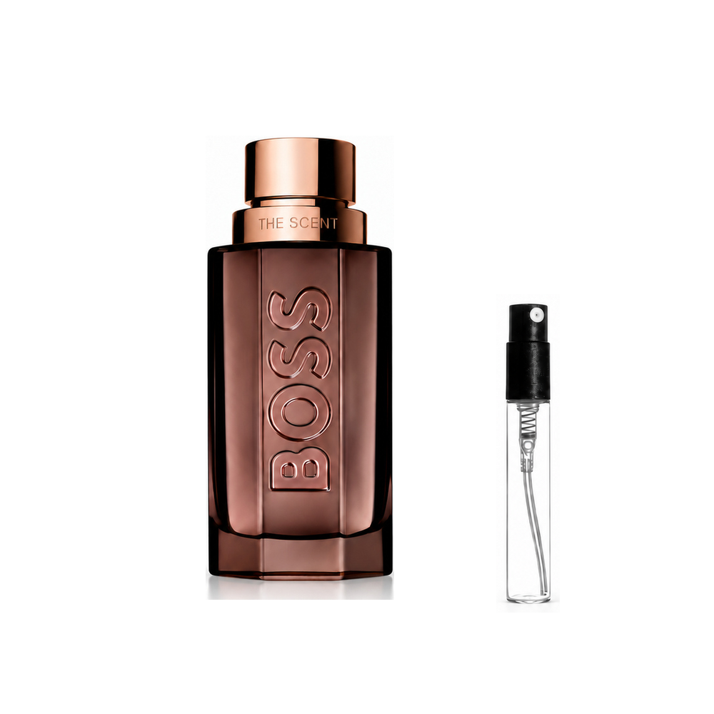 Hugo Boss BOSS The Scent Le Parfum – odlewka perfum – flakon i identyczny atomizer wzorcowy